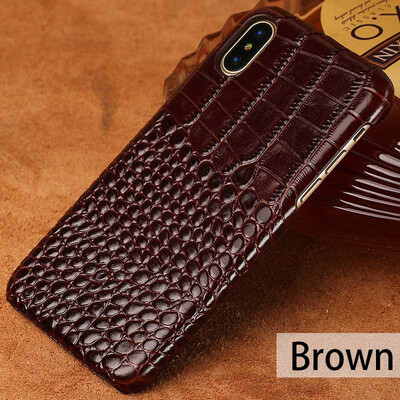 

LANGSIDI Genuine Leather Phone Case For iPhone X Case Crocodile Texture Back Cover