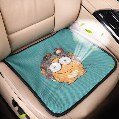 

Purple wind chime car seat cushion summer 3D small square pad front row single piece no back ice silk car seat four seasons universal single slip non-tie tied office seat cushion KT 2 piece mounted hedgehog