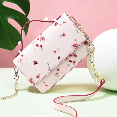 

Ou Shina JUST STAR handbags Messenger bag ladies bag small floral small square bag casual chain shoulder bag female 832 dark blue