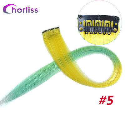 

Chorliss Clip In Hair Extensions 50Cm 20 Inch Long Colorful One Piece Synthetic Straight Fake Hair one Tone Pink Purple Blue