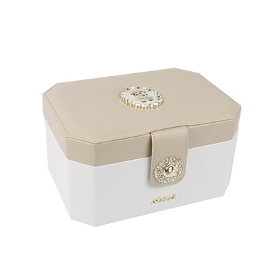 

SOFIS Queen Jewelry Box Double Jewelry Box Jewelry Storage Box Necklace Box Simple Korean Style European Birthday Gift Beige