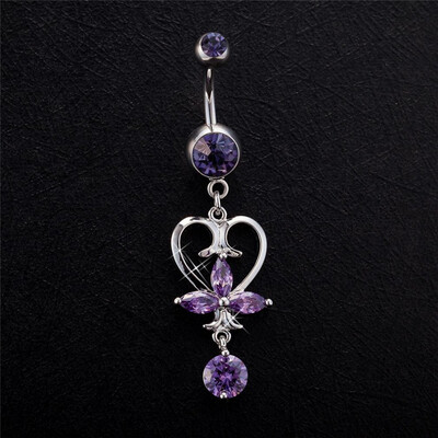 

Sexy Girl Crystal Flower Belly Button Heart-Shaped Pendant Athena Sign Body Piercing Jewelry Anti Allergic Belly Dance Jewelry