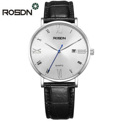 

ROSDN Brand Ultra thin Fashion Male Wrist watch Leather Watchband Business Watches Waterproof Scratch-resistant Men Watch Clock
