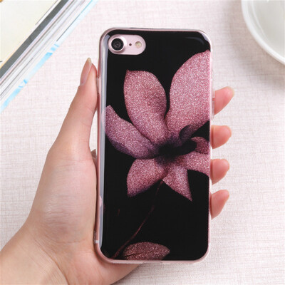 

Винтаж Цветочный блеск шику мягкий чехлы для iphone 6 6s 7 плюс Силиконовый Роскошный цветок телефона чехол для iphone X 6 8 плюс