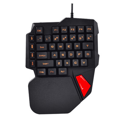 

Technology k108 mechanical touch light one-handed keyboard cable game esports throne eat chicken mobile phone portable left hand keypad black tri-color back