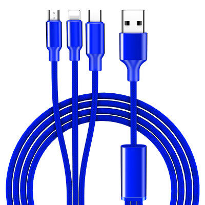 

Leading Apple Type-c Android data cable three-in-one mobile phone charging line iPhoneX78plus millet 6 Huawei p10 power cord 12 m blue