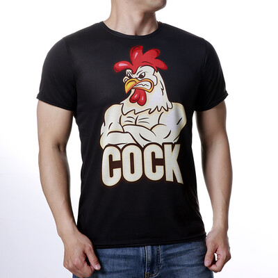 

Mens Angry Cock Printed Round Neck Short Sleeve Shirt