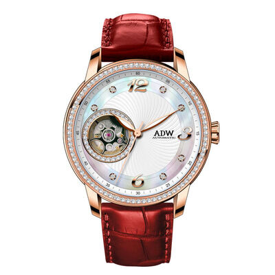 

Luxury ADW Brand Ladies Watch Pearl Dial Leather Strap Automatic Mechanical Watch Women Clock Waterproof Fashionable Watch