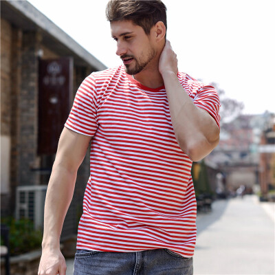 

Rose Embroidery Striped Mens T-shirt Short Sleeve 2017 Summer Hi-street Oversized Hip Hop Tshirt Cotton Tee Shirts 2 Colors