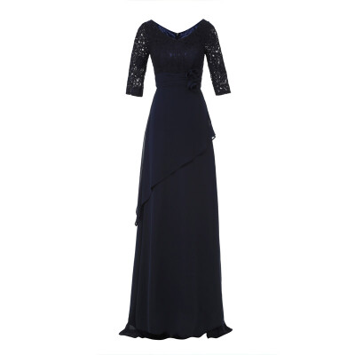 

CAZDZY V Neck Half Sleeves A Line Sweep Train Evening Dress