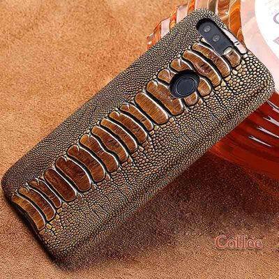 

Genuine Leather Phone Case For Huawei Honor 8 Case Ostrich Foot Texture Back Cover For P20 P20 Pro Case