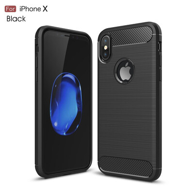 

For iPhone x Funda Business Carbon Fiber Soft Silicone Shockproof Protective Back Case Armor For iPhone X 8 7 6 5 SE Case