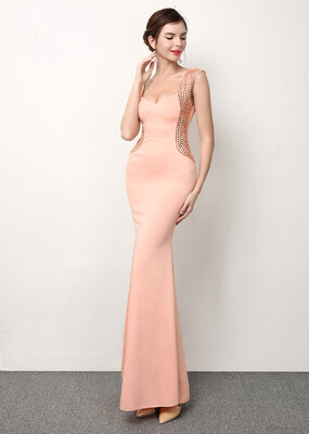 

Shoulder Deep V Sexy Slim Long Fishtail Dress Show Annual Club Night Long Dress