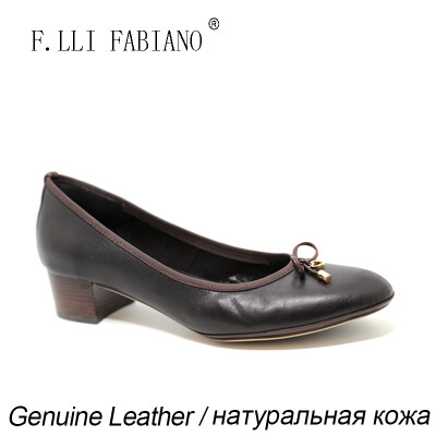 

2015 FLLIFABIANO New Womens Genuine Leather Thin Shoes Low-cut Uppers Mid-Heels Classic Itaria Style Shoes YM140313 with Bowkn