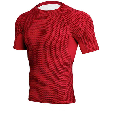 

Summer Mens Fashion Tight Tops Mens Sports Running Short Sleeves Fitness Quick-drying T-Shirts Elastic Training Breathable Sweat