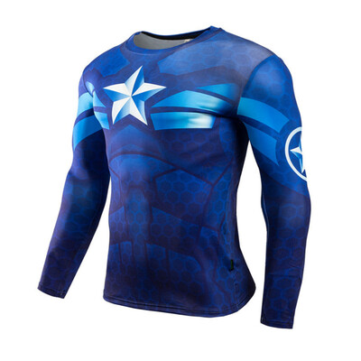 

Hot Sale Fitness MMA Compression Shirt Men Anime Bodybuilding Long Sleeve Crossfit 3D Superman Punisher T Shirt Tops Tees
