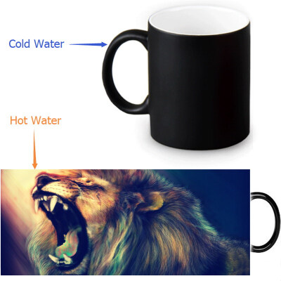 

Lion 350ml12oz Heat Reveal Mug Color Change Coffee Cup Sensitive Morphing Mugs Magic Mug Milk Tea Cups