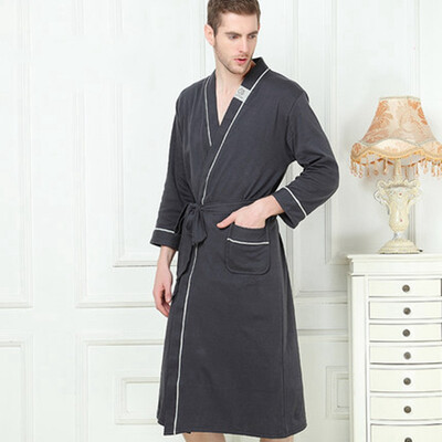 

Bamboo fiber Bathrobe Women Stain Robe Bathrobe Men Sleepwear Modern Style Soft Embroidery Label Nightgown for Women