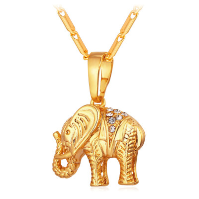 

Lucky Gold Elephant Necklace 2015 Trendy 18K Gold/Platinum Plated Rhinestone Crystal Animal Pendant Necklace Women Gift