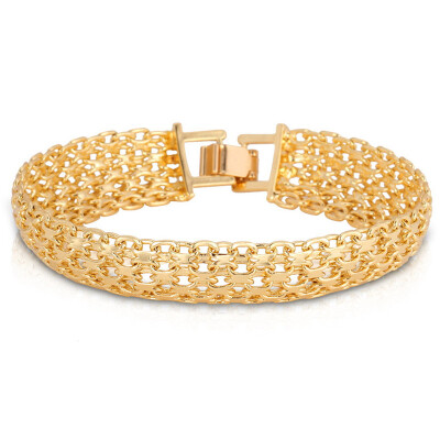 

U7 Wide Bracelet 18K Real Gold Plated Fashion Men Jewelry Wholesale New Trendy Unique 1.5 cm 20 CM Link Chain Bracelets