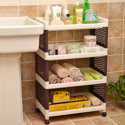 

Herb garden widened thick bathroom shelf bathroom storage rack bathroom corner four-tier trolley racks brown