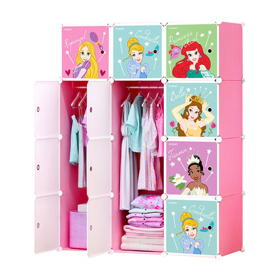 

Disney DISNEY Princess pretty woman storage cabinet simple wardrobe various optional 12 door 6 grid 2 hanging standard resin plastic wardrobe adult baby child combination locker