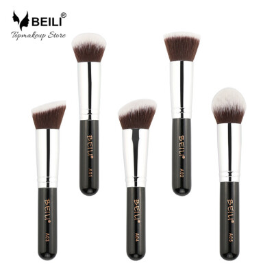 

BEILI 5 stücke Kabuki Pudergrund Rouge Highlight Dichten Vegan Kunsthaar Make-Up Pinsel set