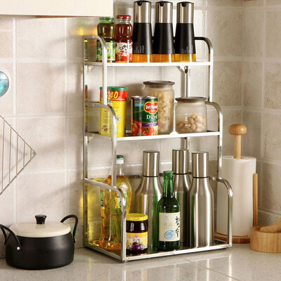 

Ou Runzhe shelf stainless steel square tube 3-storey kitchen bottle storage rack