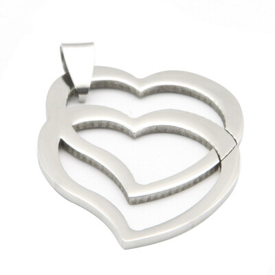 

Hpolw fashion jewelry boutique Double Heart Pendant - 22 inches Chain