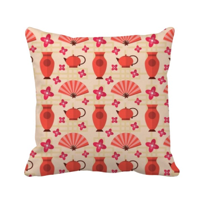 

Japan Vase Teapot Fan Sakura Square Throw Pillow Insert Cushion Cover Home Sofa Decor Gift