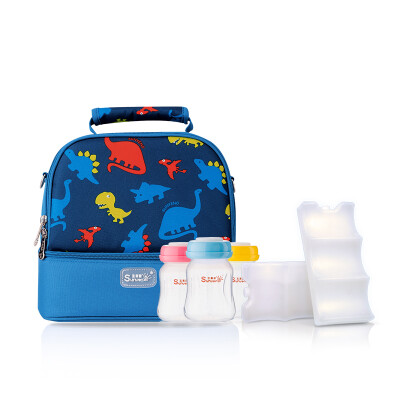 

Sanmei infant SUNVENO back milk bag breast milk bottle fresh milk storage ice pack blue ice insulation Mummy bag set elegant gray