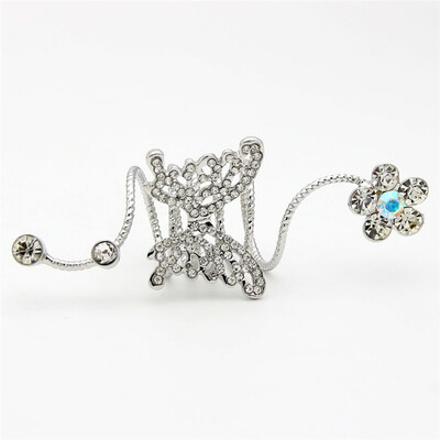 

Fashion Women Crystal Butterfly Spring Ring Imitation-Pearl Bridal Jewelry Finger Ring Rhinestone Flower Anel Wedding Party Ring