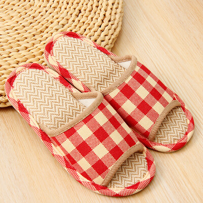 

Ou Runzhe slippers indoor four seasons breathable cotton&linen anti-slip sandals brown XL code