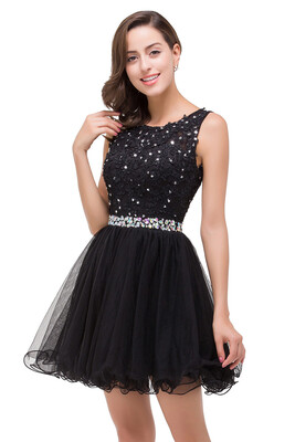 

Tulle Beaded Crystal Short Prom Evening Homecoming Dress Cocktail Pageant Cocktail Gown