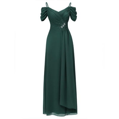 

CAZDZY A-Line Spaghetti Straps Draped Pleats Beading Long Evening Dress