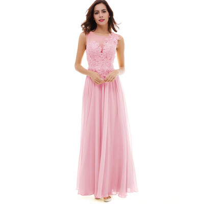 

CAZDZY Scoop Neckline Appliques Lace-Up A-Line Evening Dress