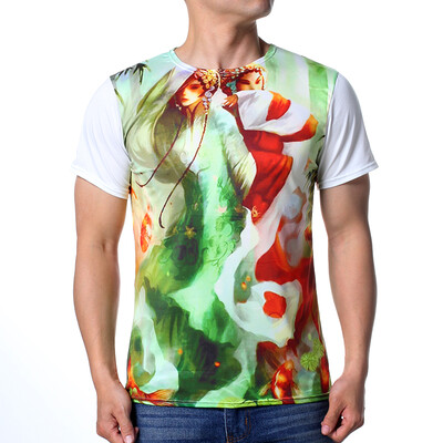 

Mens New Chinese Style Printed Round Neck T-Shirt