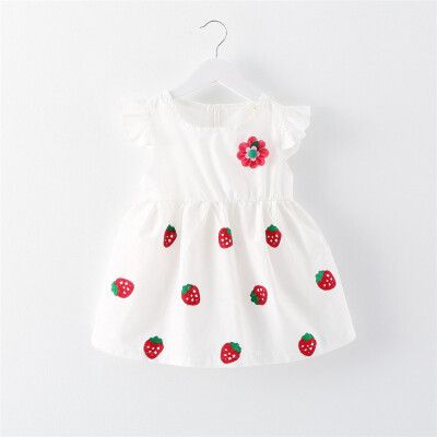 

Hot style summer dress girl strawberry a multi-patterned princess dress