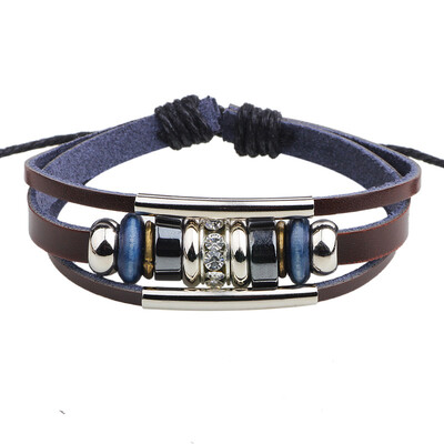 

Кожаный браслет Ретро браслет Gemstone Сверло Кольцо Аксессуары Браслет Punk Стиль Браслет Уличные ювелирные изделия