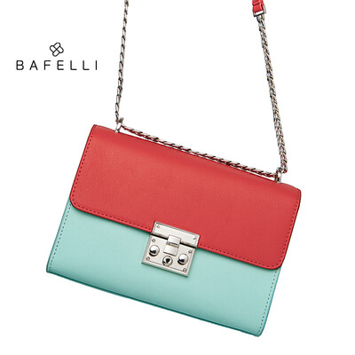 

BAFELLI new arrival split leather bag sky blue bolsos mujer panelled cowhide crossbody bag hot sale women messenger bags