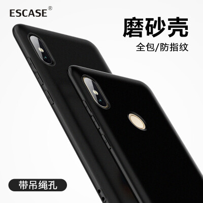 

ESCASE red rice Note5 mobile phone shell red rice Note5 mobile phone sets millet protective cover anti-fall all-inclusive soft shell silicone protective cover with lanyard hole elegant black