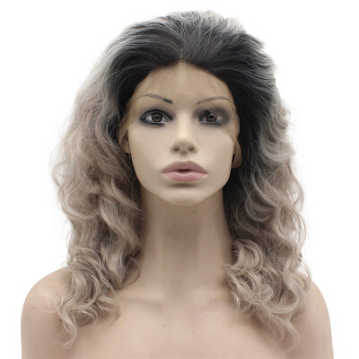 

Medium Long Loose Curly Lace Front Synthetic Ombre Gray Wig