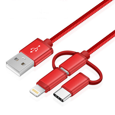 

Love ant ianttek SQ-01 кабель для кабеля для мобильного телефона для мобильного телефона три в одном подходящем мобильном телефоне Android / Apple / Type-c China Red