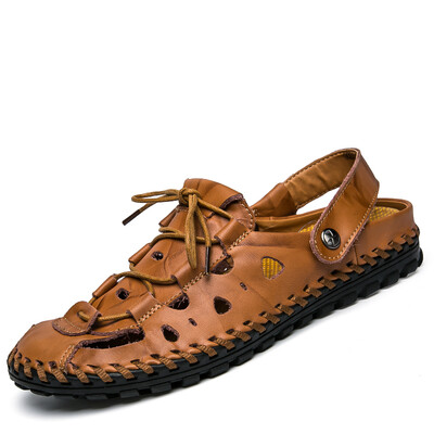 

Men sandals Slippers Summer Shoes Beach flip flops Mens 100 Genuine Leather New Famous Casual Shoes