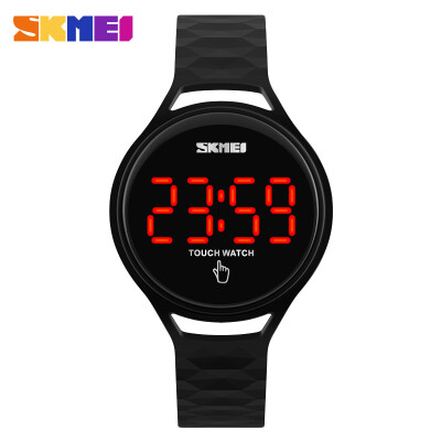 

2018 LED Man Women Touch Screen Waterproof Digital Watch Men SKMEI Brand Students Fashion Sports Watches Pu strap Wristwatches