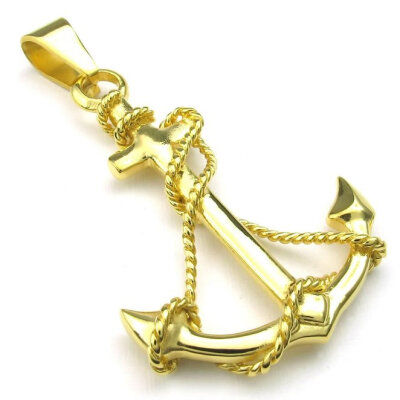 

Hpolw Mens&Womens New Design Fashion Charm Stainless Steel Casting 18K Gold Metal Anchor Pendant Necklace,18-26 inch Chain