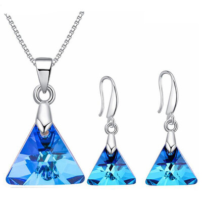 

Austrian Crystal Necklace Stud Earrings Set For Women Fashion Wedding Jewelry Sets Gift Accessories White Gold Plated 27396