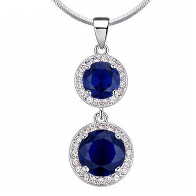 

Cute Round Circles Austria Crystal Pendant Necklace Best Gifts For Friend Women Jewelry White Gold Plated 25237