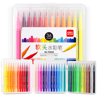 

Deli deli 36 color student soft pen watercolor pen comic illustration color pen tip brush pen childrens painting strokes brush 70686