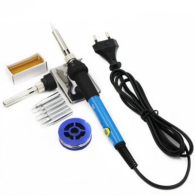 

220V 60W Electric Soldering Iron Adjustable Temperature Solder Station With 6pcs Iron Tip Stand Solder Wire Repair Tool Kit